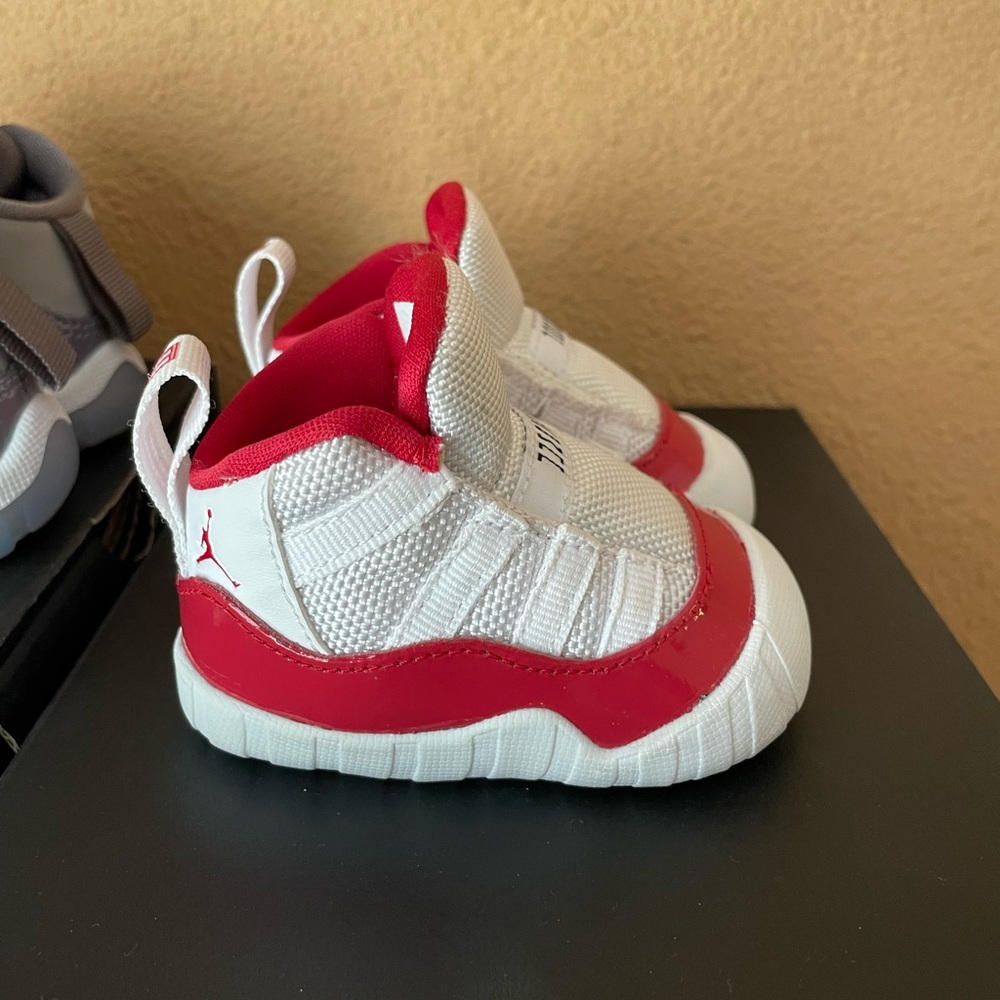 Jordan 11 Cherry Red Crib Booties